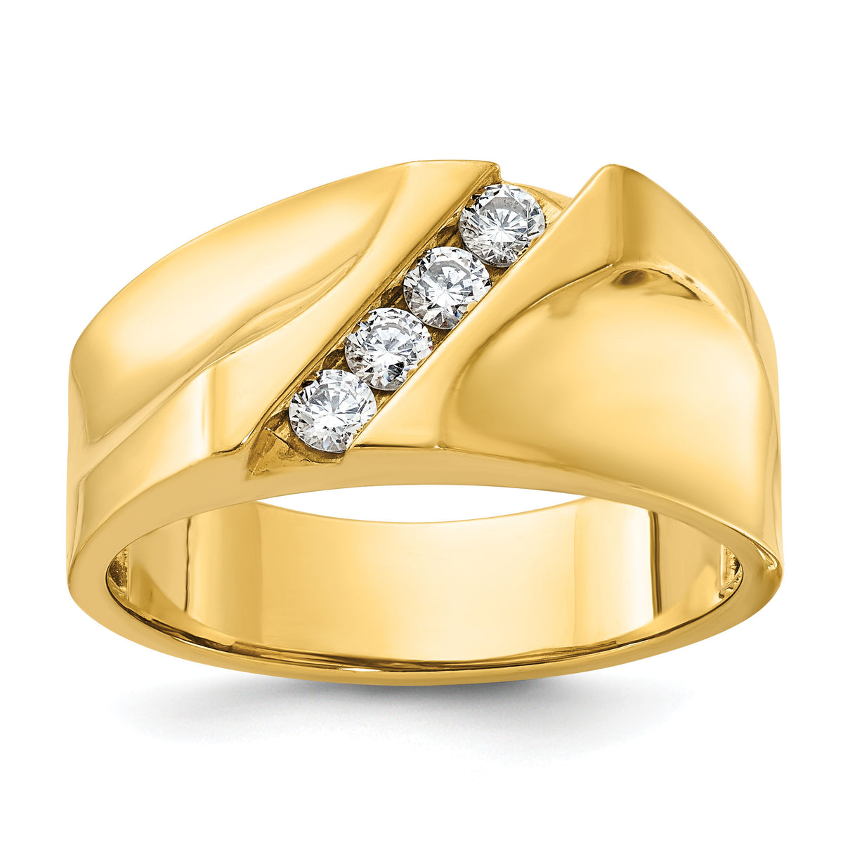 14k IBGoodman Men's Polished 4-Stone Diamond Ring-B56530