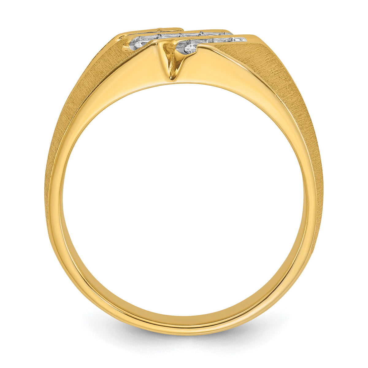 10k IBGoodman Men's Polished Satin and Grooved Ring Mounting-B56552