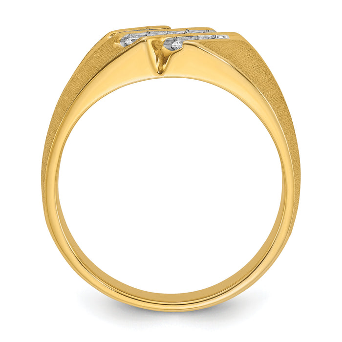 10k IBGoodman Men's Polished Satin and Grooved Ring Mounting-B56552
