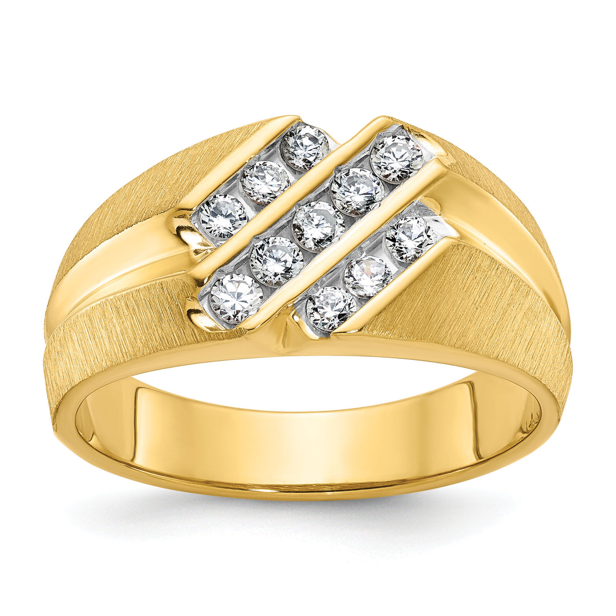 10k IBGoodman Men's Polished Satin and Grooved Ring Mounting-B56552