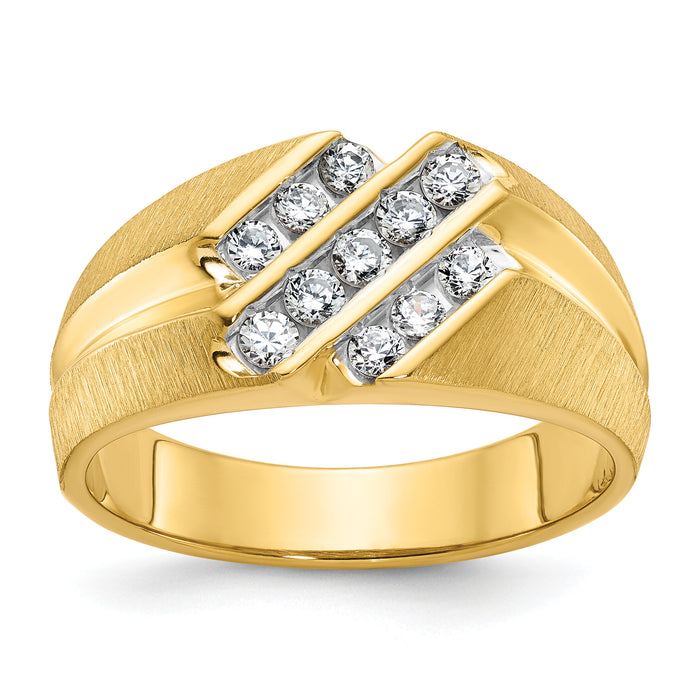 10k IBGoodman Men's Polished Satin and Grooved Ring Mounting-B56552