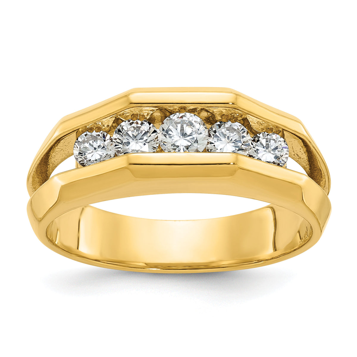14k IBGoodman Men's Polished Cut-Out 5-Stone Diamond Ring-B56622