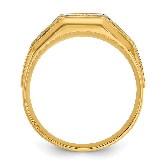 14k w/ White RH IBGoodman Men's Polished/Satin 5-Stone Diamond Ring-B56684