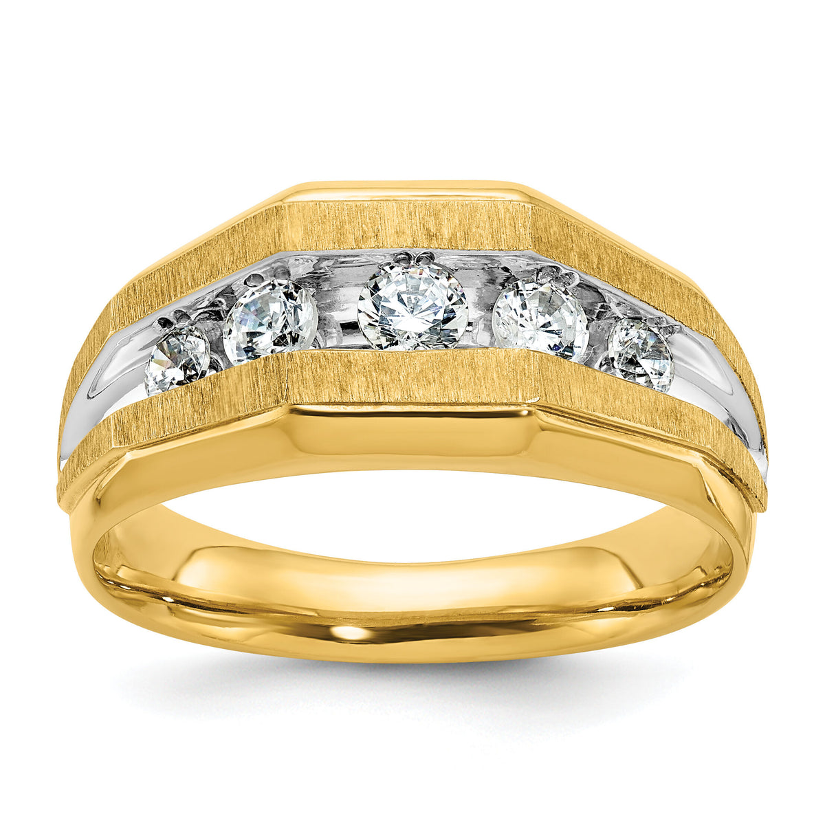14k w/ White RH IBGoodman Men's Polished/Satin 5-Stone Diamond Ring-B56684