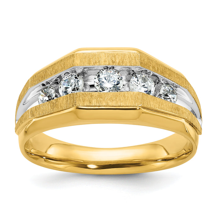 14k w/ White RH IBGoodman Men's Polished/Satin 5-Stone Diamond Ring-B56684