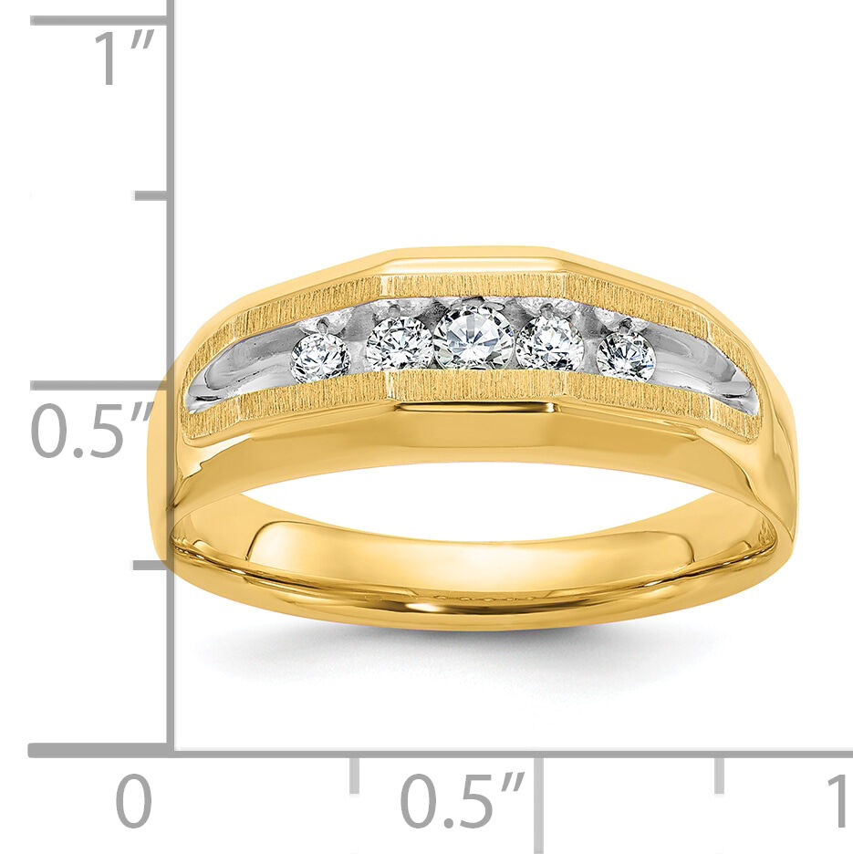 14k w/ White RH IBGoodman Men's Polished/Satin 5-Stone Diamond Ring-B56685
