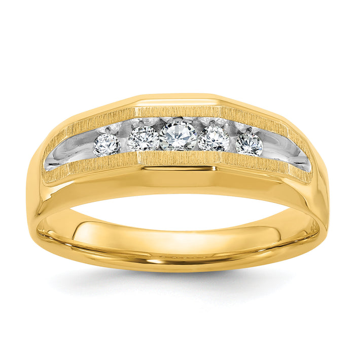 14k w/ White RH IBGoodman Men's Polished/Satin 5-Stone Diamond Ring-B56685