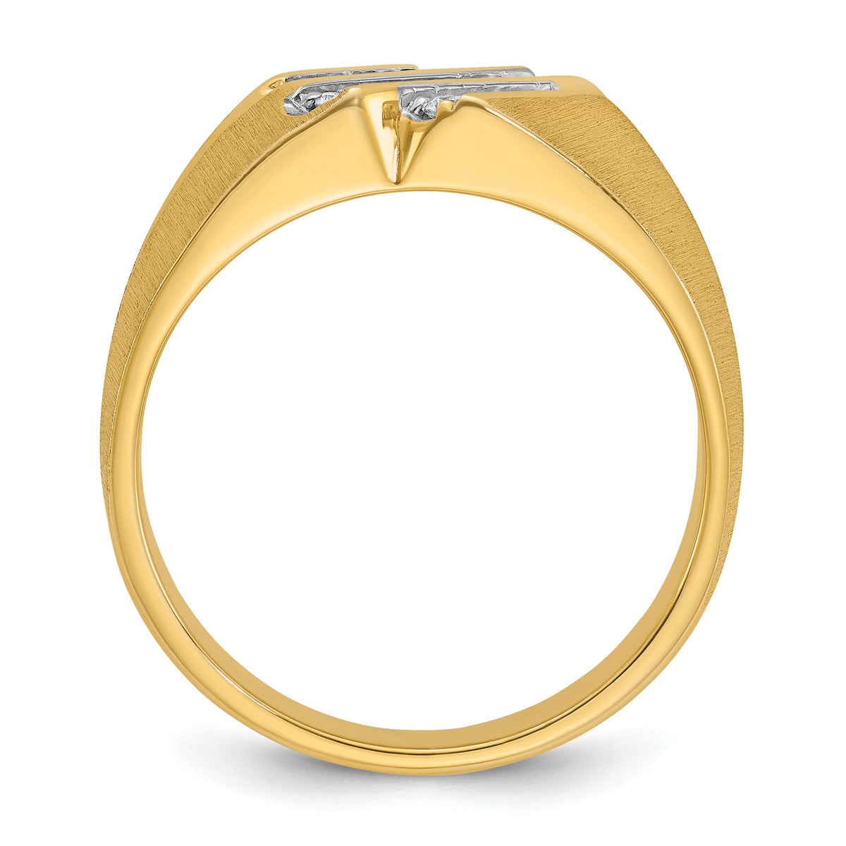 10k IBGoodman Men's Polished Satin and Grooved Ring Mounting-B56689