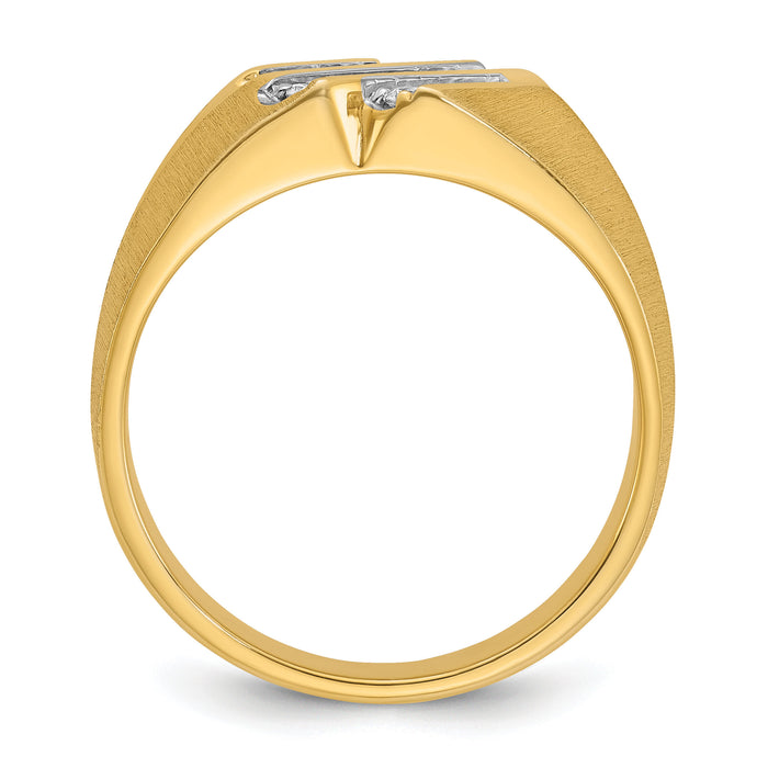 10k IBGoodman Men's Polished Satin and Grooved Ring Mounting-B56689