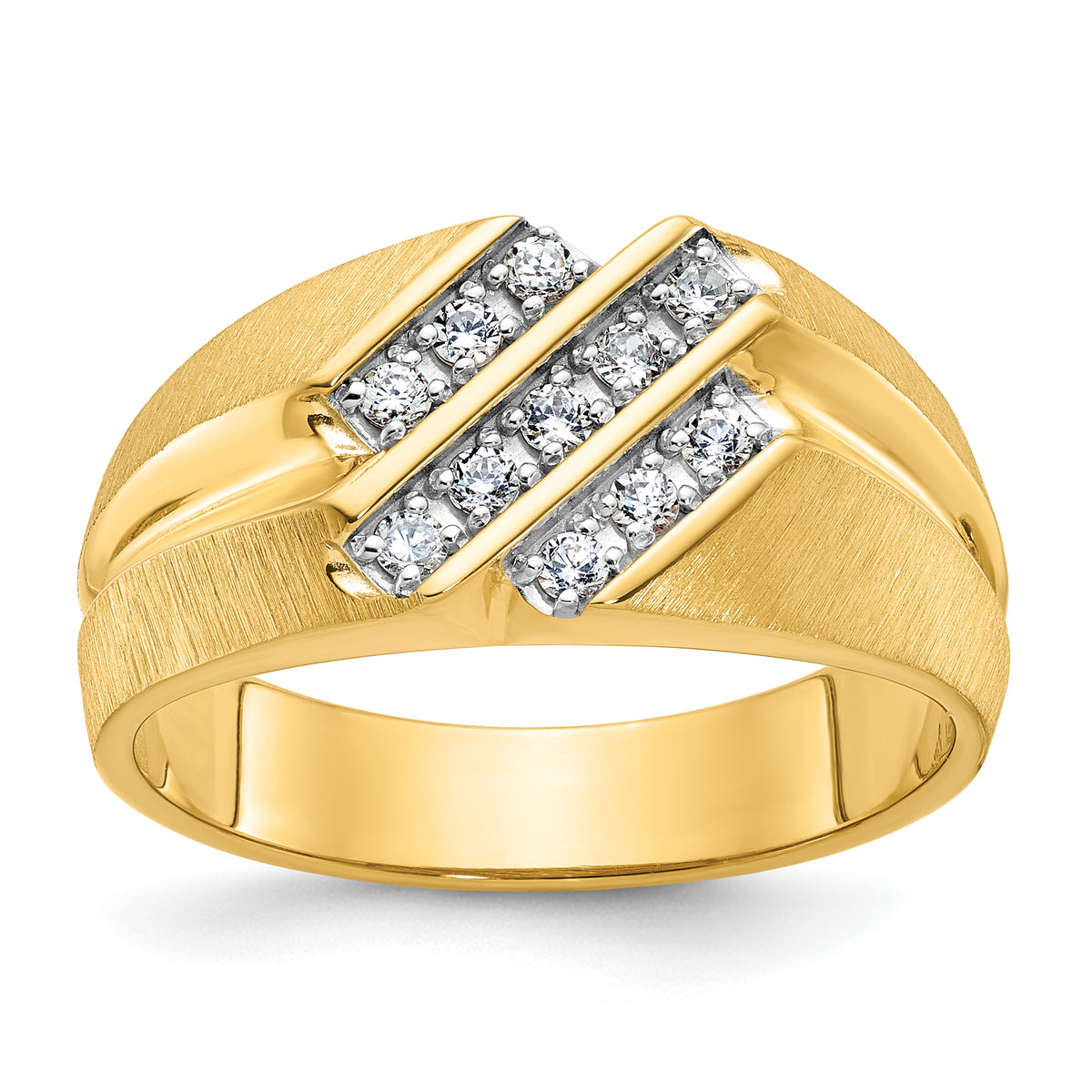 10k IBGoodman Men's Polished Satin and Grooved Ring Mounting-B56689-0Y