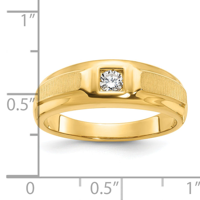 10k IBGoodman Men's Polished and Satin Diamond Complete Ring-B56698