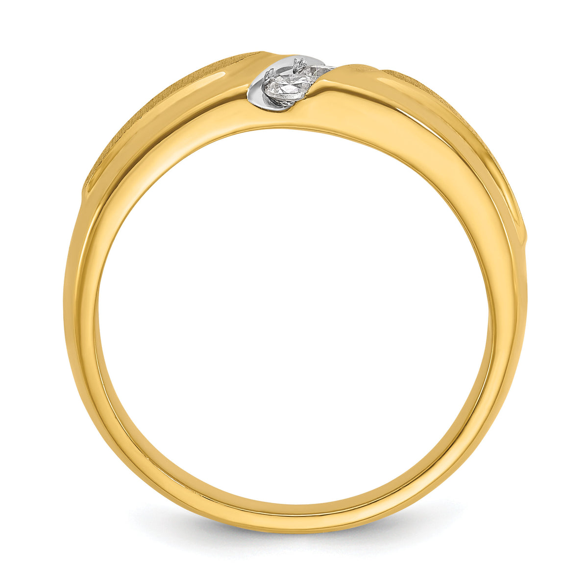 14k IBGoodman Men's Polished and Satin 3-Stone Diamond Ring-B56699