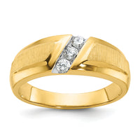 14k IBGoodman Men's Polished and Satin 3-Stone Diamond Ring-B56699