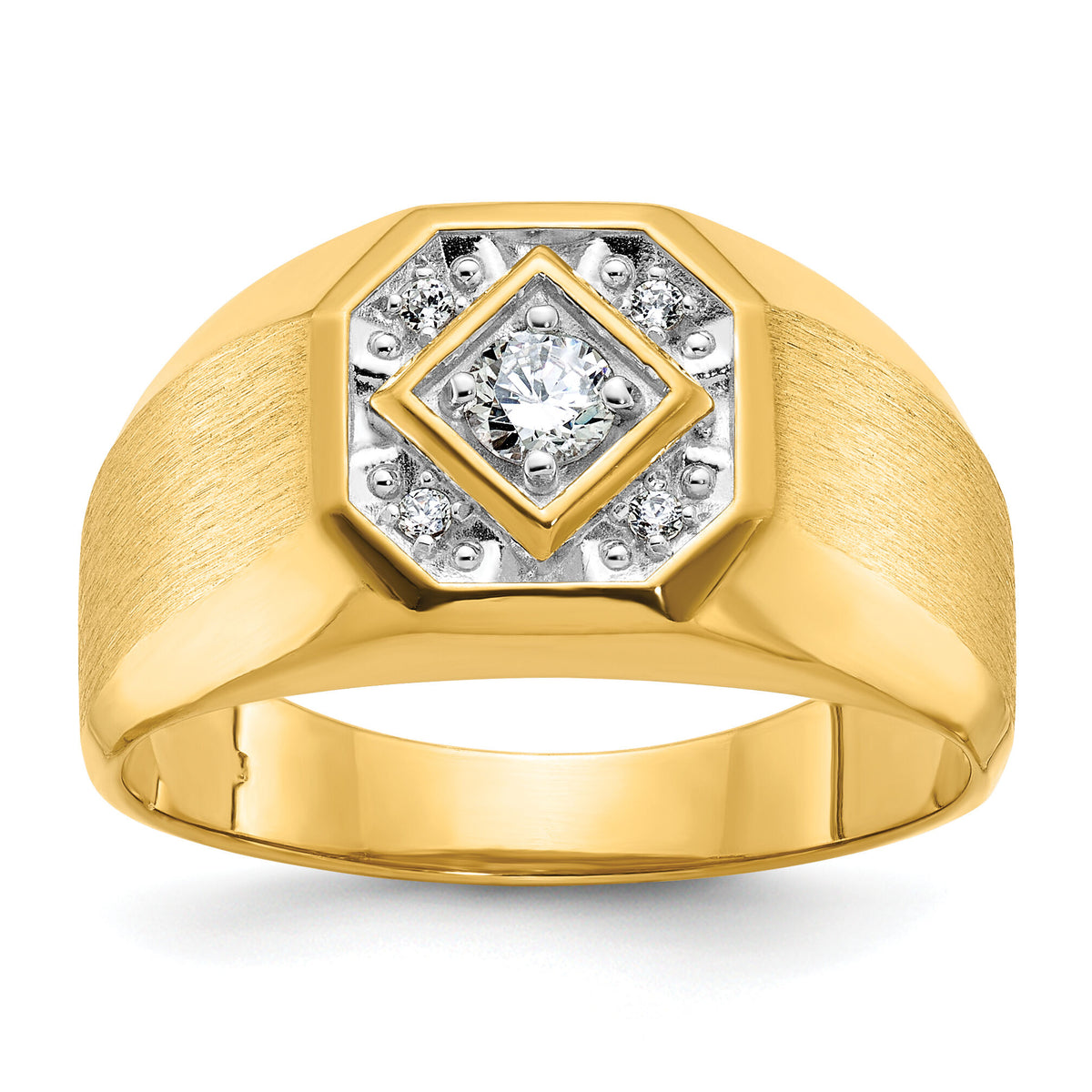 10k IBGoodman Men's Polished and Satin Diamond Ring Mounting-B56711