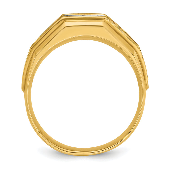 14k w/ White RH IBGoodman Men's Polished/Satin 5-Stone Diamond Ring-B56716