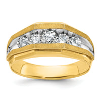 14k w/ White RH IBGoodman Men's Polished/Satin 5-Stone Diamond Ring-B56716