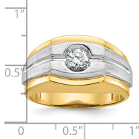 10k Two-tone IBGoodman Men's Polished and Satin Diamond Complete Ring-B56770