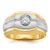 10k Two-tone IBGoodman Men's Polished and Satin Diamond Complete Ring-B56770