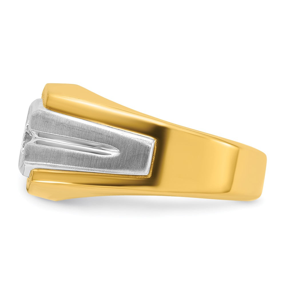 14k Two-tone IBGoodman Men's Polished and Satin 1/3 carat Diamond Complete Ring-B56770-4YWAA