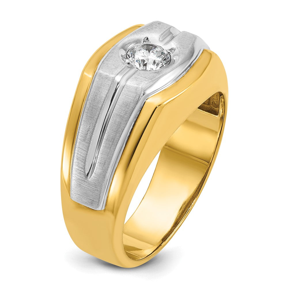 14k Two-tone IBGoodman Men's Polished and Satin 1/3 carat Diamond Complete Ring-B56770-4YWAA