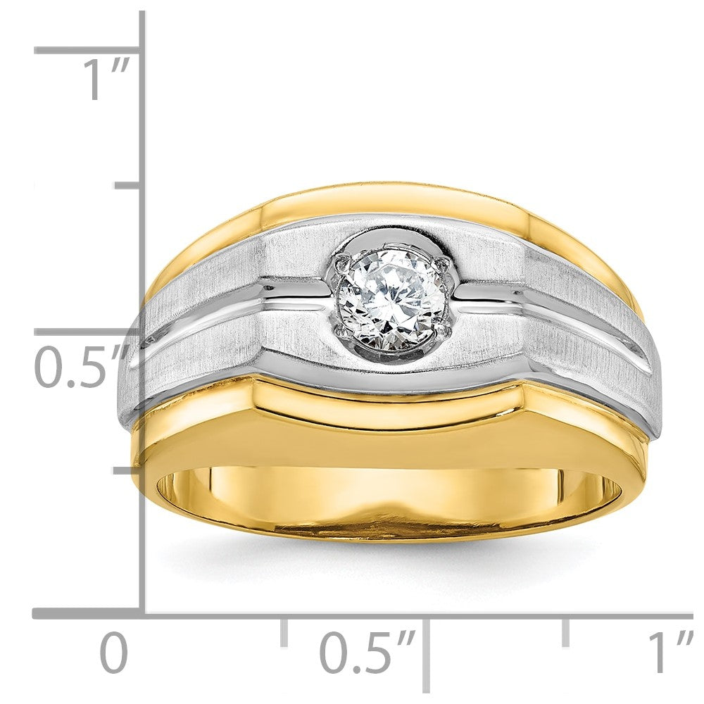 14k Two-tone IBGoodman Men's Polished and Satin 1/3 carat Diamond Complete Ring-B56770-4YWAA
