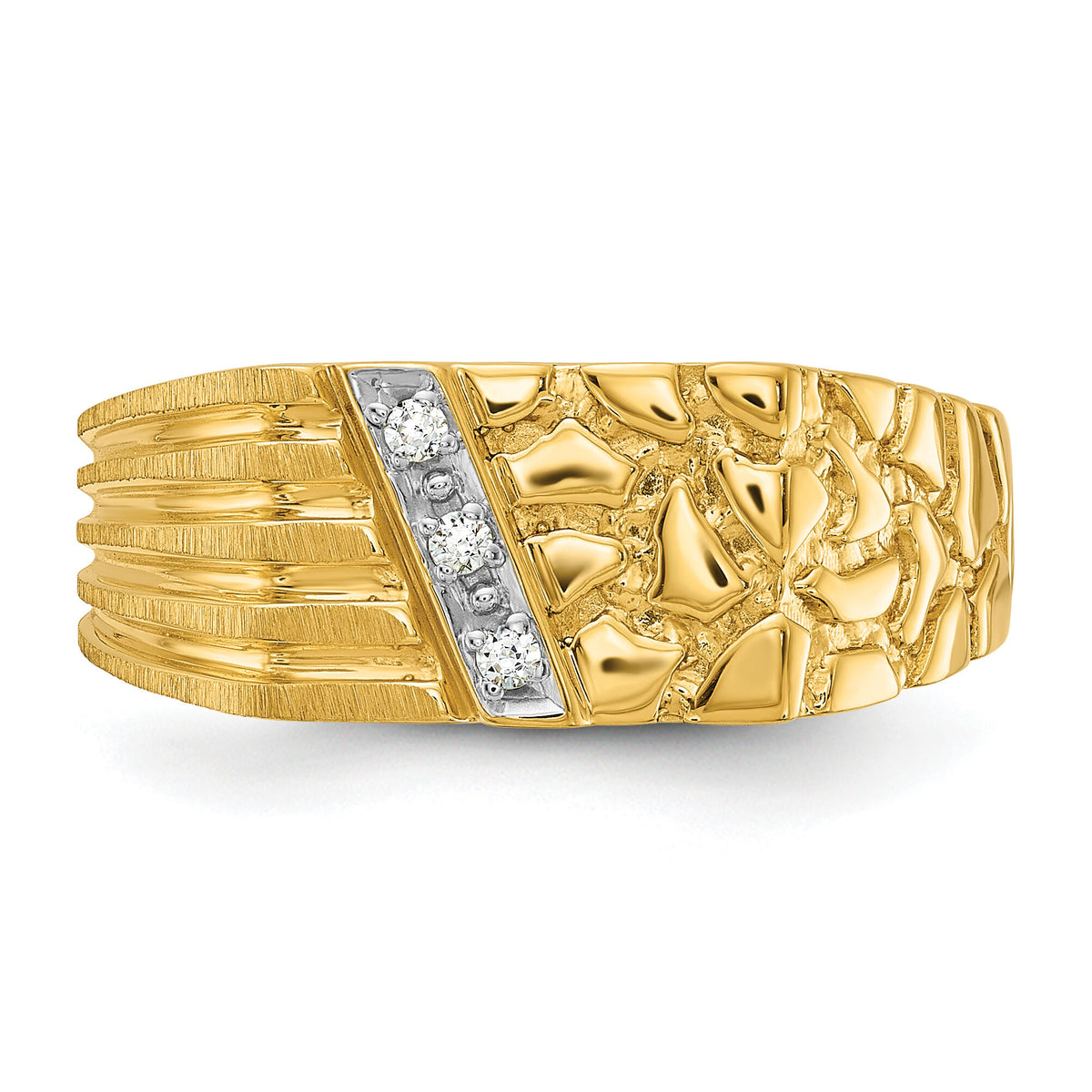 14k .02 ct Lab Grown Diamond VS/SI+ G+ Textured Men's Nugget Ring-B56785