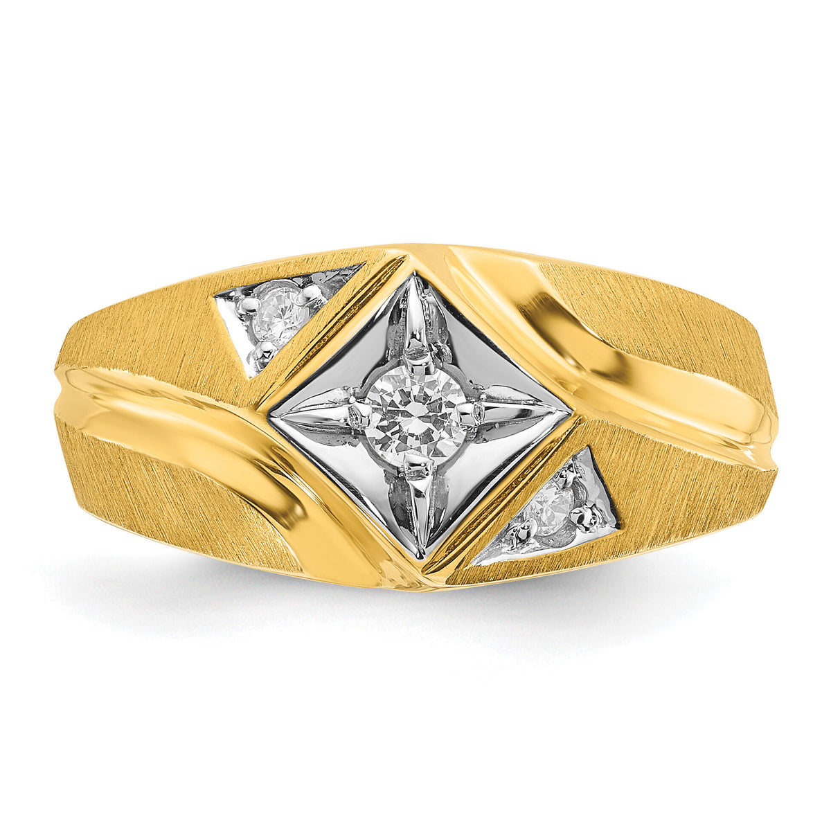 14k with White Rhodium 1/5 ct Lab Grown Dia VS/SI+ G+ Comp Men's Ring-B56827