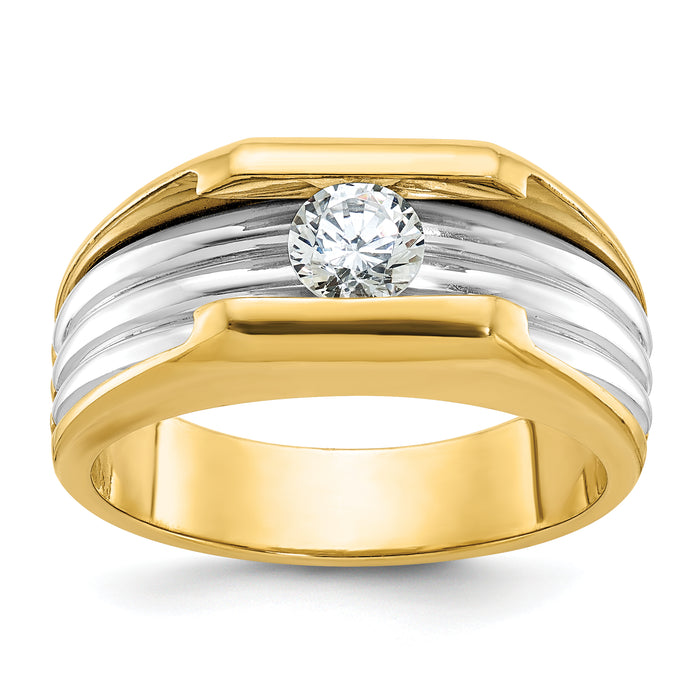 14k Two-tone IBGoodman Men's Diamond Complete Ring-B56862-4YWAA