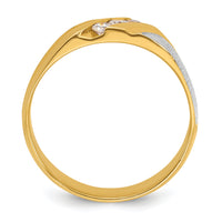 14ktt IBGoodman Men's Polished Satin & Grooved 3-Stone Diamond Ring-B56863
