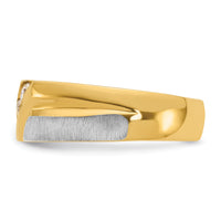 14ktt IBGoodman Men's Polished Satin & Grooved 3-Stone Diamond Ring-B56863