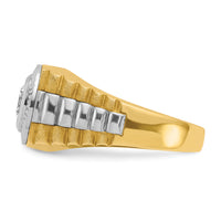 14k Two Tone 1 ct Lab Grown Diamond VS/SI+ G+ Complete Men's Ring-B56871