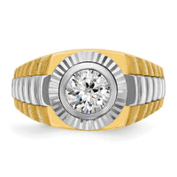 14k Two Tone 1 ct Lab Grown Diamond VS/SI+ G+ Complete Men's Ring-B56871