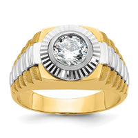 14k Two Tone 1 ct Lab Grown Diamond VS/SI+ G+ Complete Men's Ring-B56871