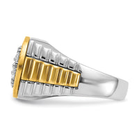 14ktt IBGoodman Men's Polished & Textured AA Diamond Cluster Ring-B56873