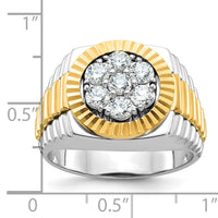 14ktt IBGoodman Men's Polished & Textured AA Diamond Cluster Ring-B56873