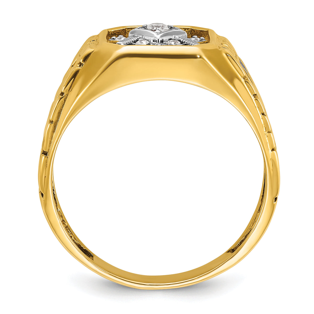 10ktt IBGoodman Men's Textured Blue Lodge Masonic Ring Mounting-B56876