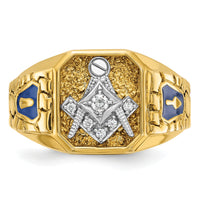 10ktt IBGoodman Men's Textured Blue Lodge Masonic Ring Mounting-B56876