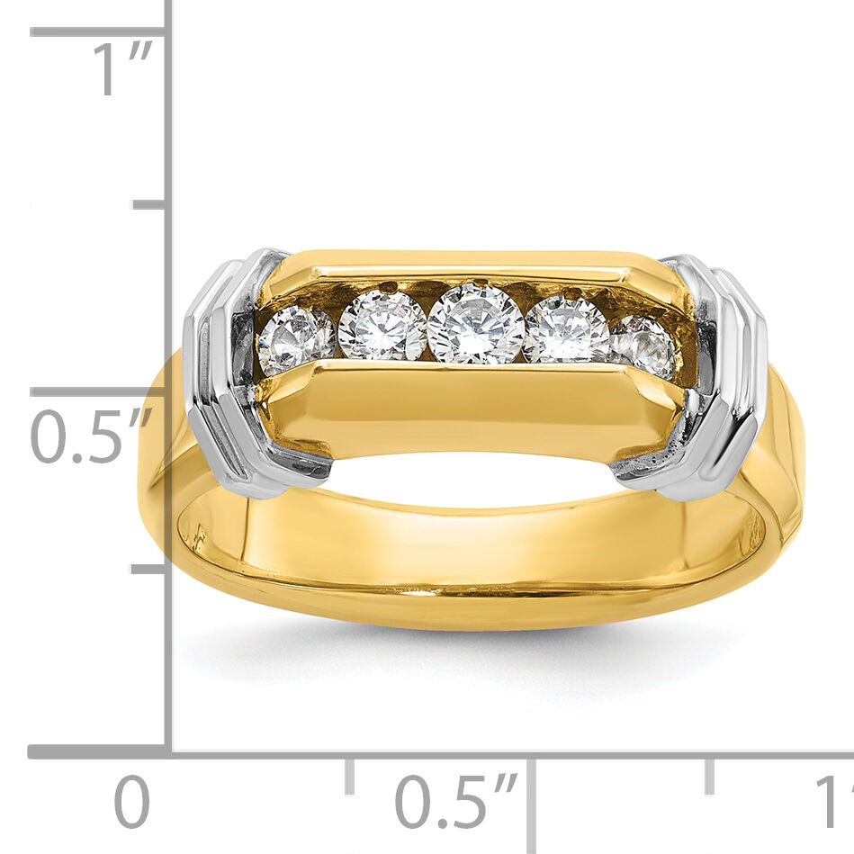 14ktt IBGoodman Men's Polished & Grooved 5-Stone Diamond Ring-B56891