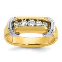 14ktt IBGoodman Men's Polished & Grooved 5-Stone Diamond Ring-B56891