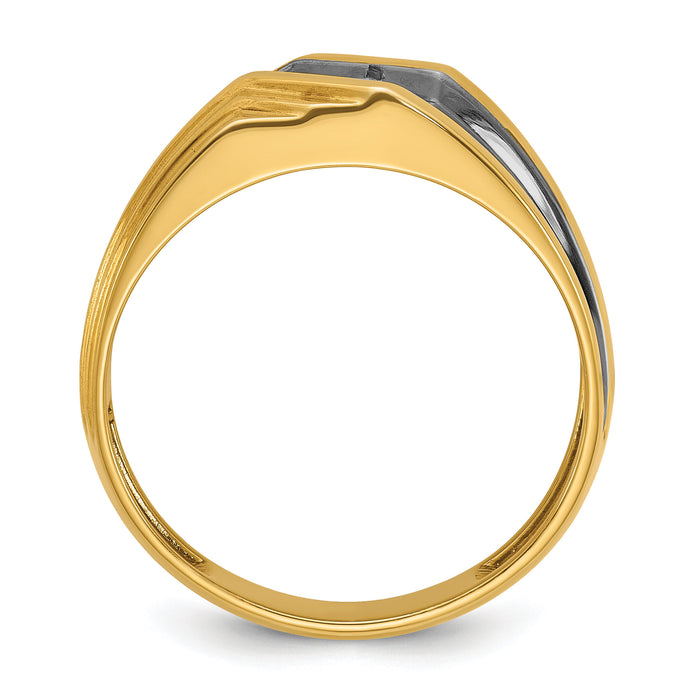 10k IBGoodman Men's Polished and Grooved Ring Mounting-B56893