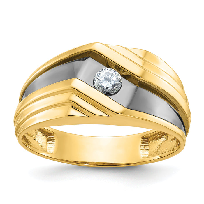 10k IBGoodman Men's Polished and Grooved Ring Mounting-B56893