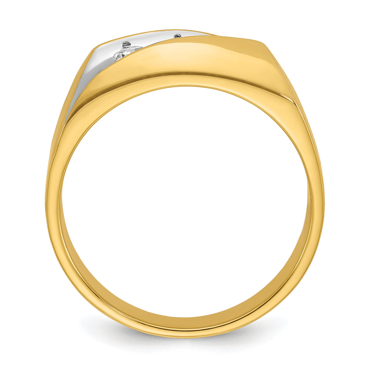 14k w/ White RH IBGoodman Men's Polished 3-Stone Diamond Ring-B56894