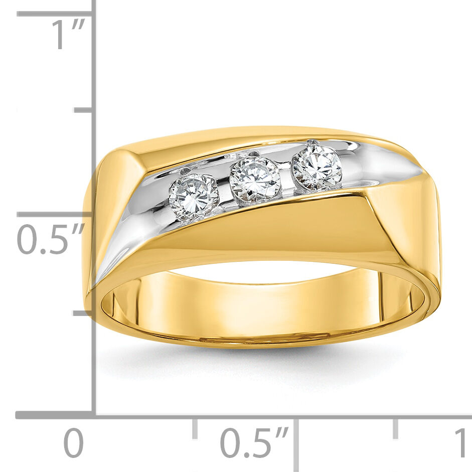 14k w/ White RH IBGoodman Men's Polished 3-Stone Diamond Ring-B56894