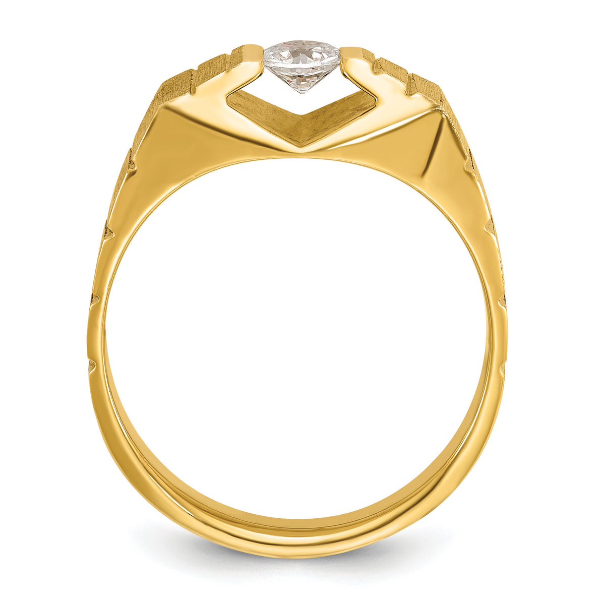 14k 1/3 carat Lab Grown Dia VS/SI+ G+ Comp Polished & Satin Men's Ring-B56922