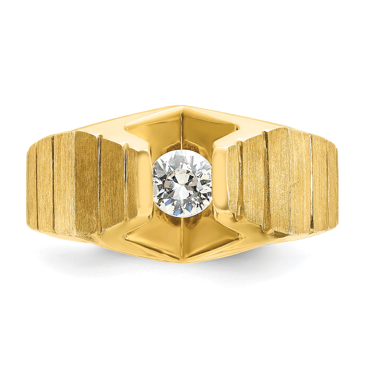14k 1/3 carat Lab Grown Dia VS/SI+ G+ Comp Polished & Satin Men's Ring-B56922