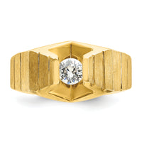 14k 1/3 carat Lab Grown Dia VS/SI+ G+ Comp Polished & Satin Men's Ring-B56922
