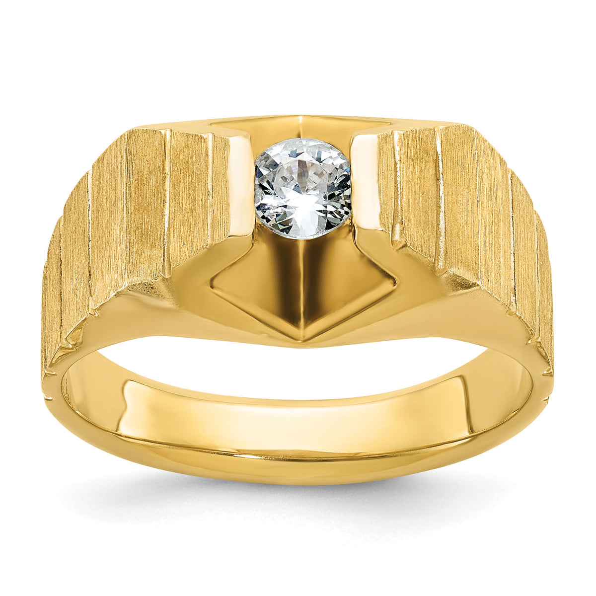 14k 1/3 carat Lab Grown Dia VS/SI+ G+ Comp Polished & Satin Men's Ring-B56922