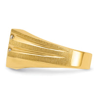 14k IBGoodman Men's Polished Satin and Grooved Diamond Ring-B56932