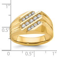 14k IBGoodman Men's Polished Satin and Grooved Diamond Ring-B56932