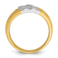 10ktt IBGoodman Men's Polished and Grooved 3-Stone Diamond Ring-B56992